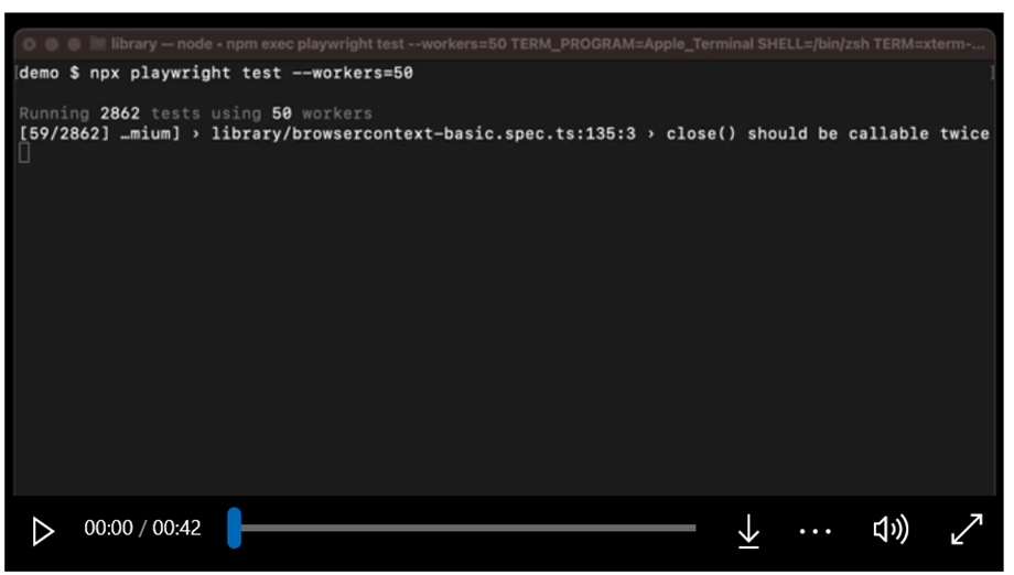 Demo Testdurchlauf von Playwright