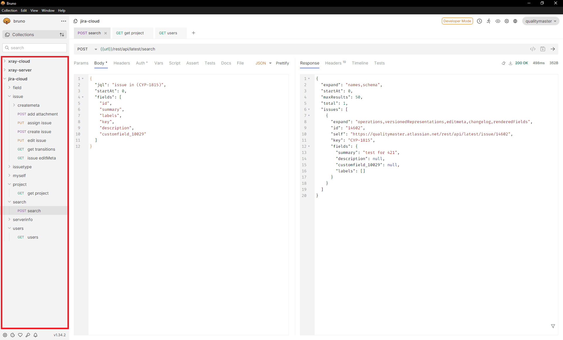 API Testing Bruno Collections und Requests